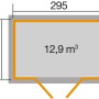 Grundriss Weka Holz-Gartenhaus Anthrazit, Pultdach, Maße: 295x209 cm, Volumen: 12,9 m³