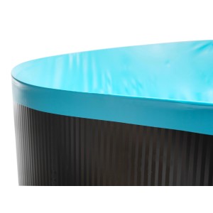 Detailaufnahme der blauen Steinbach Ovalfolie (549x366x150 cm) für ovale Pools.