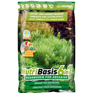 Dennerle NutriBasis 6in1 Aquariumbodengrund, 2,4 kg Packung für prächtigen Pflanzenwuchs.