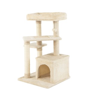 Costway Katzen Katzenmöbel Aktivitätsbaum Spielbaum Beige 85cm