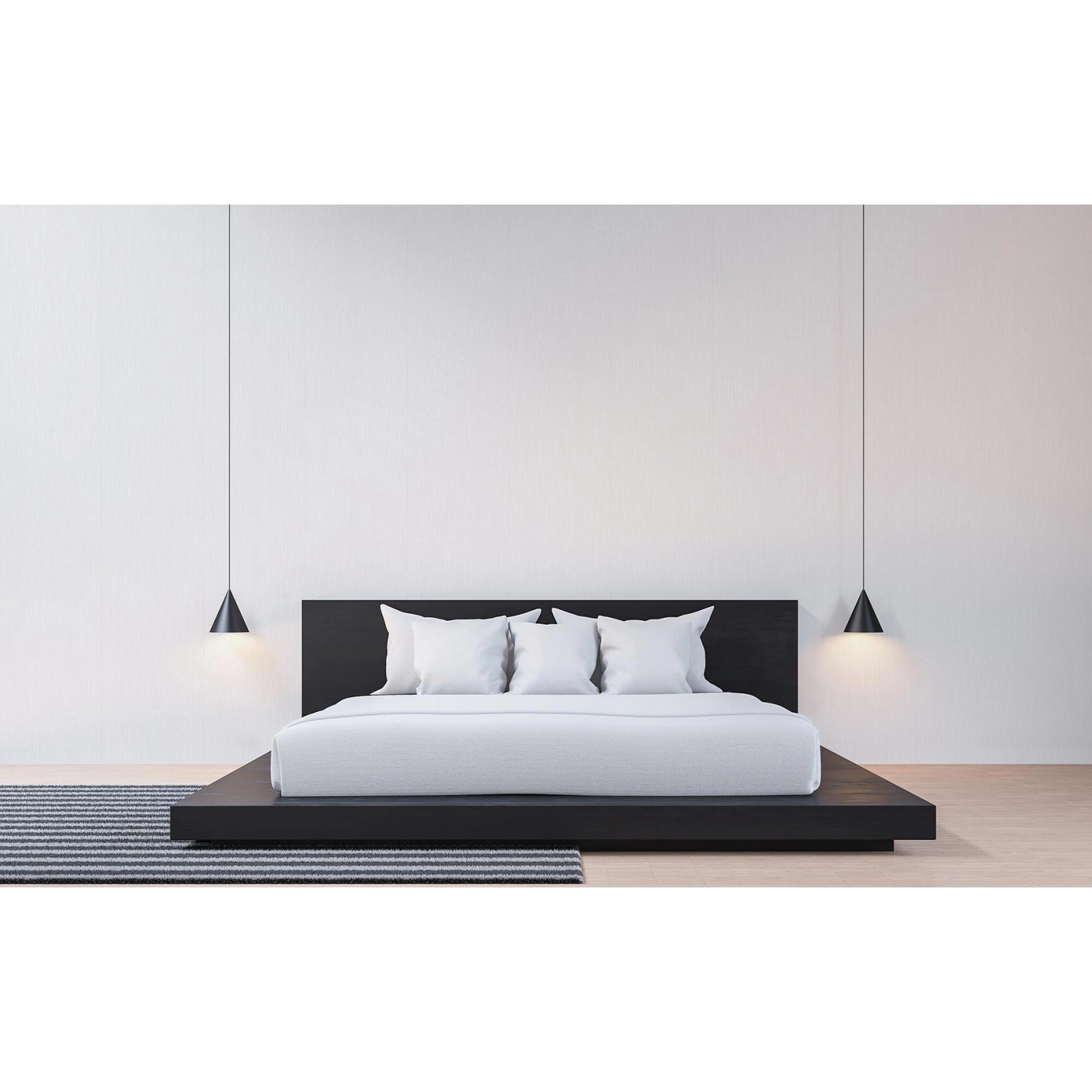 Schlafzimmer mit weißer Unitapete von Tadessi, minimalistisch und modern.