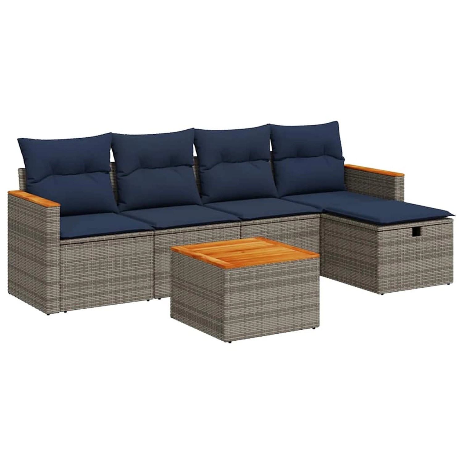 vidaXL 6-Tlg Garten-Sofagarnitur mit Kissen Grau Poly Rattan 3325911