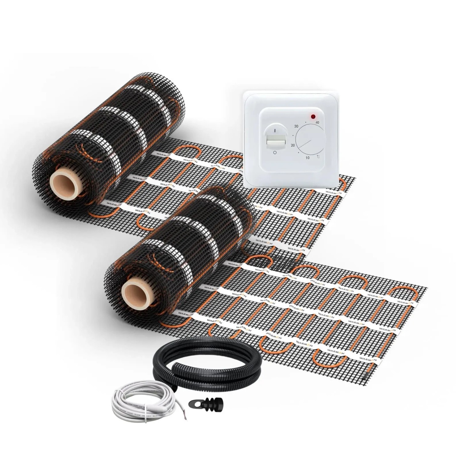 WARMON Fußbodenheizung Elektrisch 2x Matten CLASSIC 150 W/m² 5+4 m² inkl. TS 25 Thermostat Analog