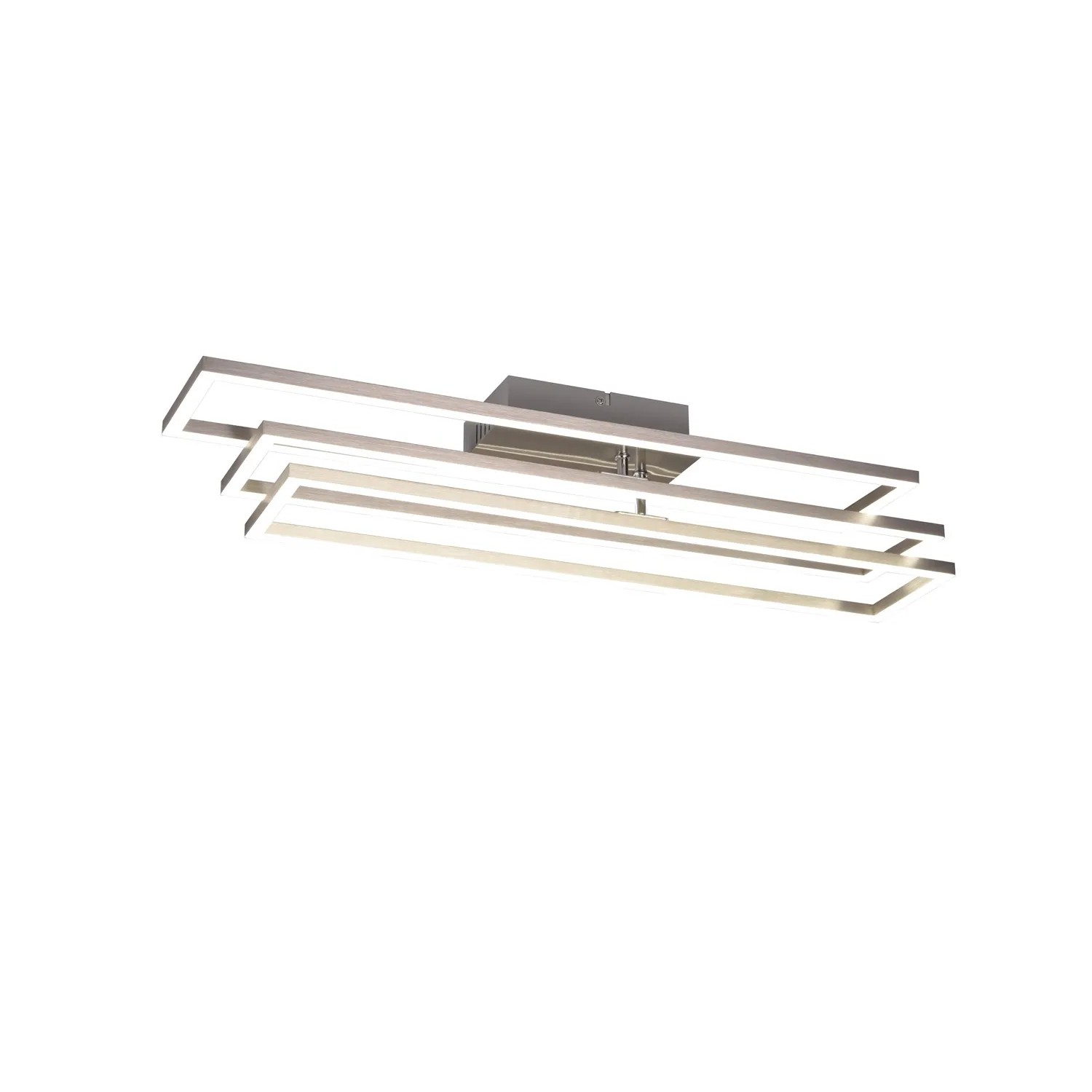Moderne LED-Deckenleuchte Corso in Nickel matt, 66x60 cm, mit rechteckigem Design für Wohnräume.