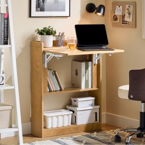 SoBuy Klapptisch/Schreibtisch FWT92-N, naturfarben, mit Ablagen. Ideal für Homeoffice.