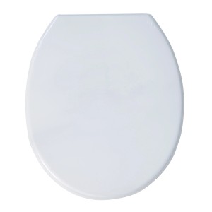 Weißer MSV WC-Sitz (45x37 cm) mit Kunststoffscharnieren. Standardgröße für Badezimmer und Gäste-WC.