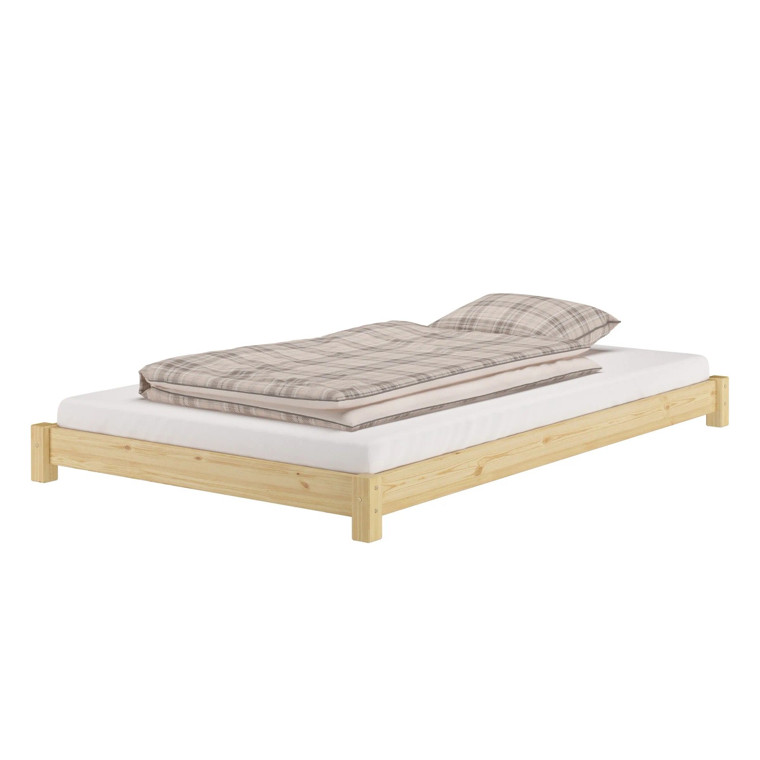 Erst-Holz Breites Flaches Futonbett Einzelbett 120 x 200 cm Kiefer Massiv Modell 51 ohne Zubehör