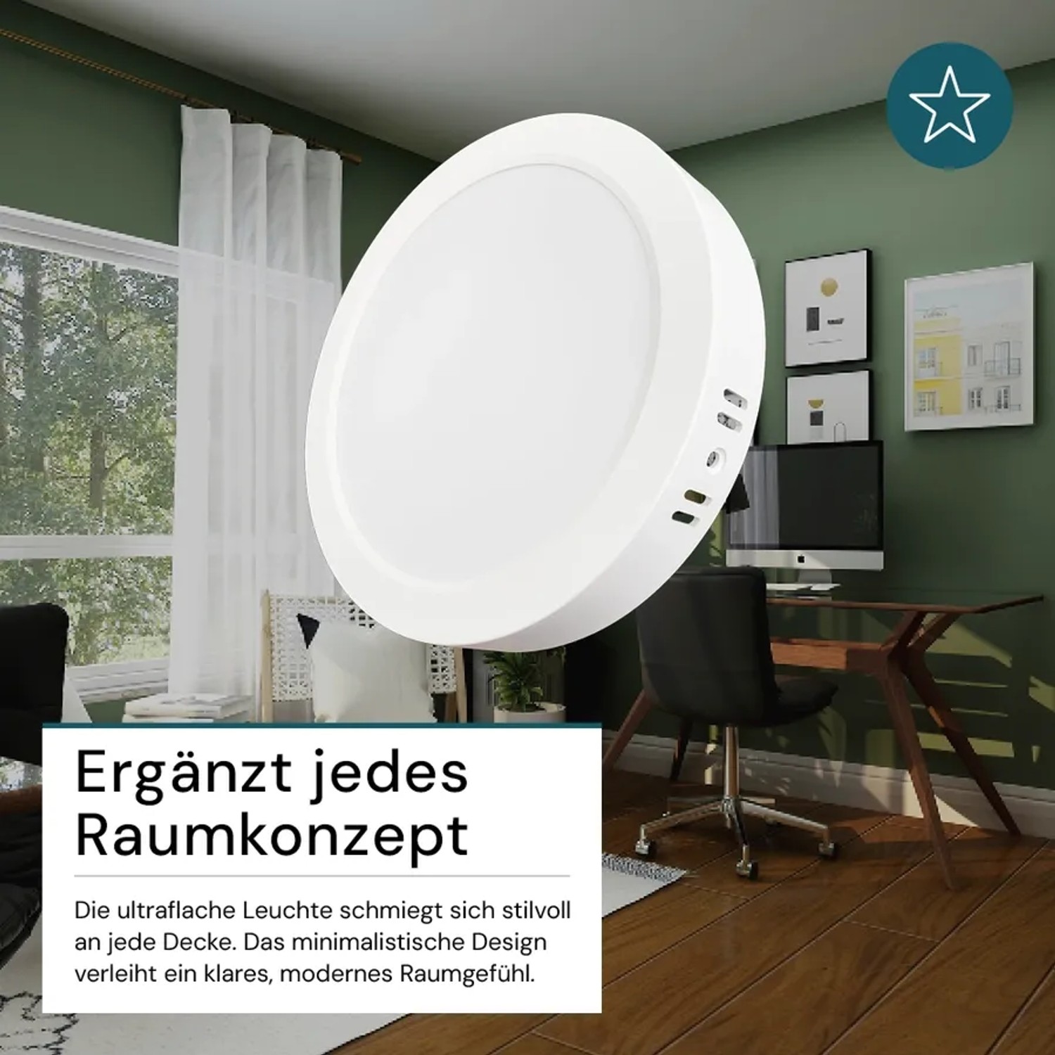Weiße, runde LUXULA LED Aufbauleuchte für Bad und Decke, Lichtfarbe einstellbar.