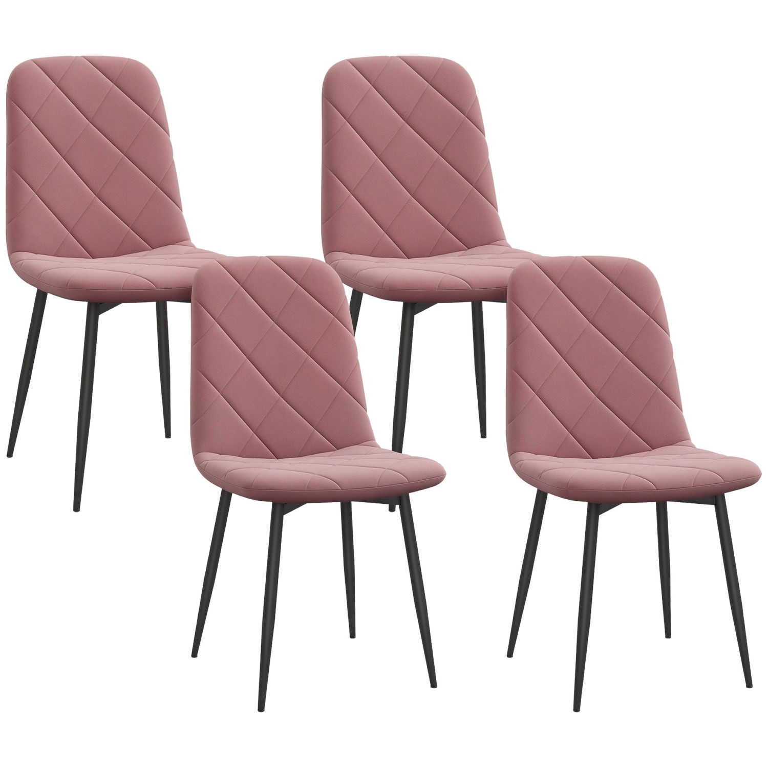 HOMCOM Esszimmerstühle Polyester Stahl 45L x 54B x 87H cm Rosa