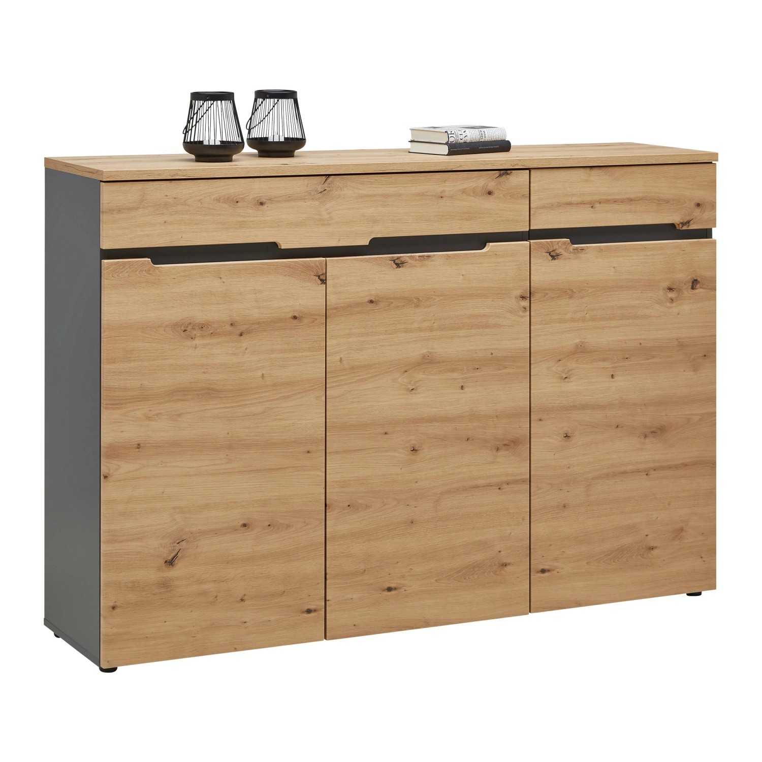 Mömax Sideboard Memphis Graphitfarben/Eiche Artisan