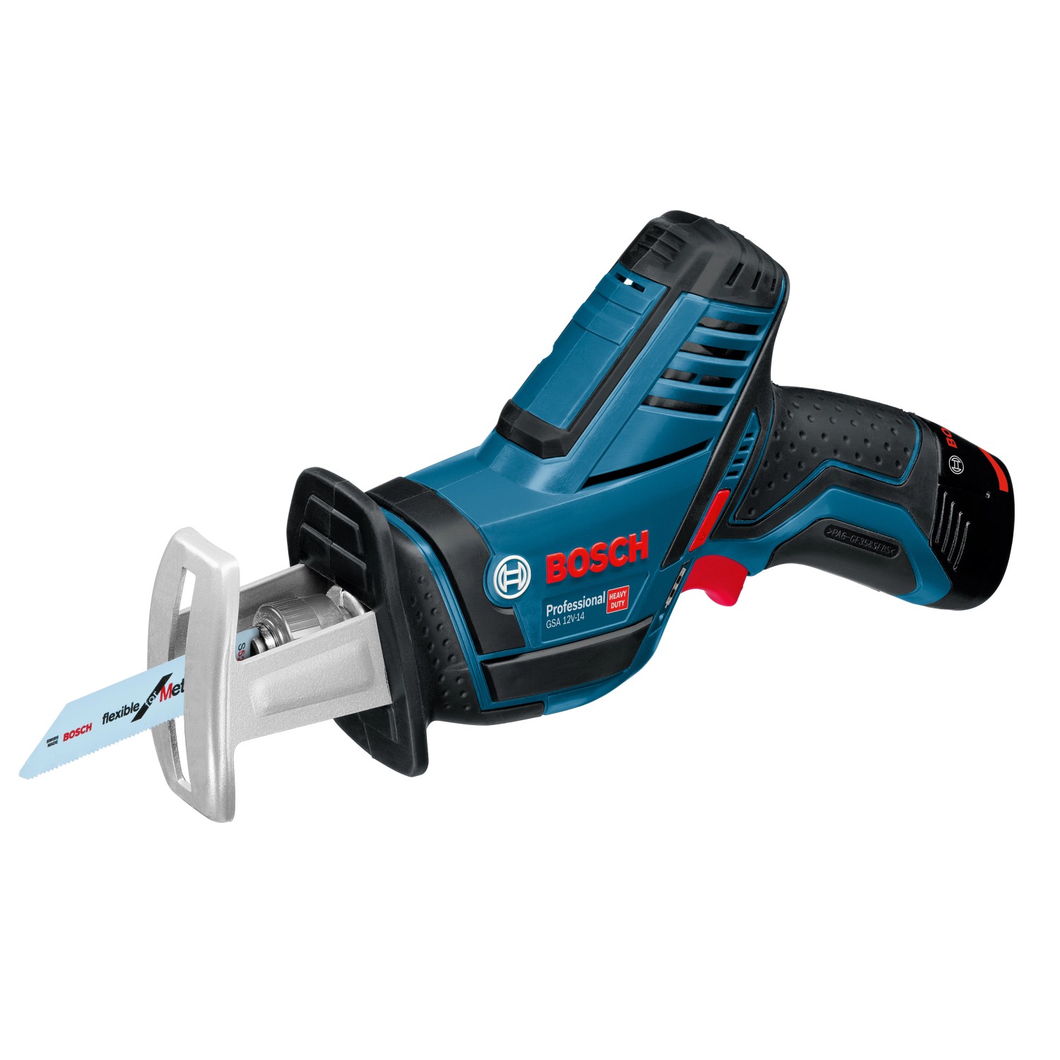 Bosch Professional Akku-Säbelsäge GSA 12 V-14 Solo mit Sägeblatt. Kompakte Bauform, blau.