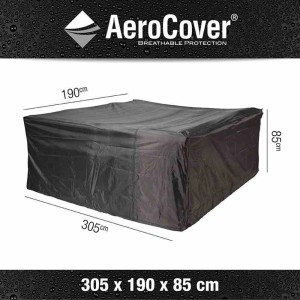 Anthrazitfarbene Aerocover Schutzhülle für Sitzgruppen, 85x190x305 cm, atmungsaktiv und wasserabweisend.