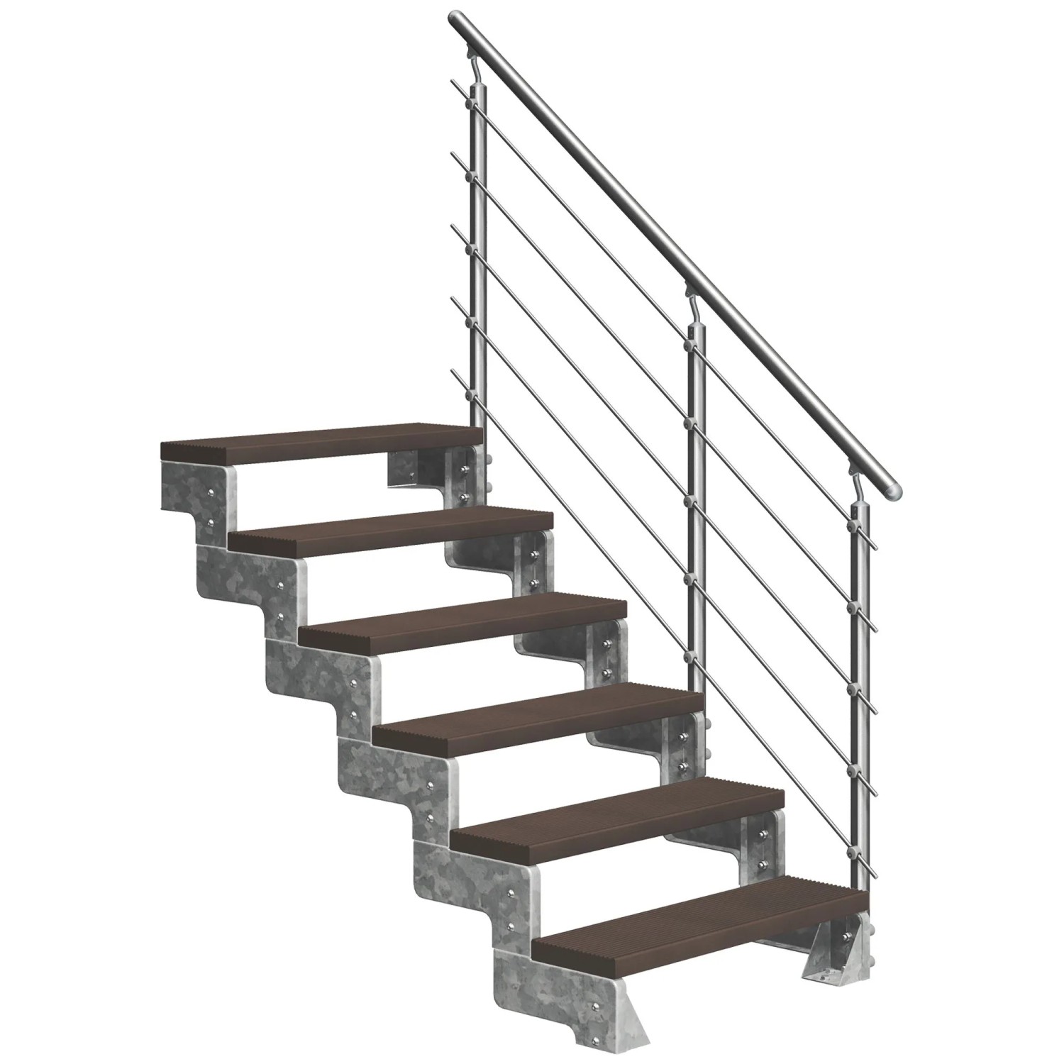 Dolle Außentreppe Gardentop 6 TRIMAX-Stufen 100 cm Dunkelbraun + Geländer günstig online kaufen