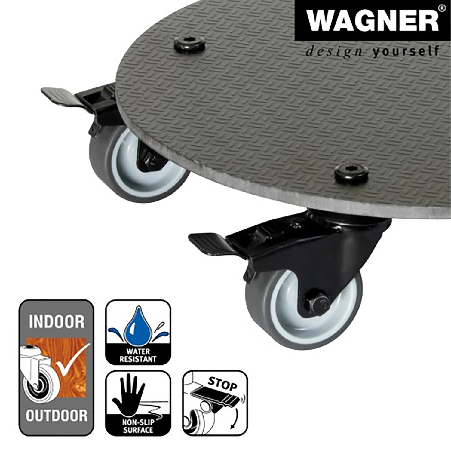 Wagner Pflanzenroller GH 0629, Ø 30cm, schwarz, mit Rollen und Feststellbremse.