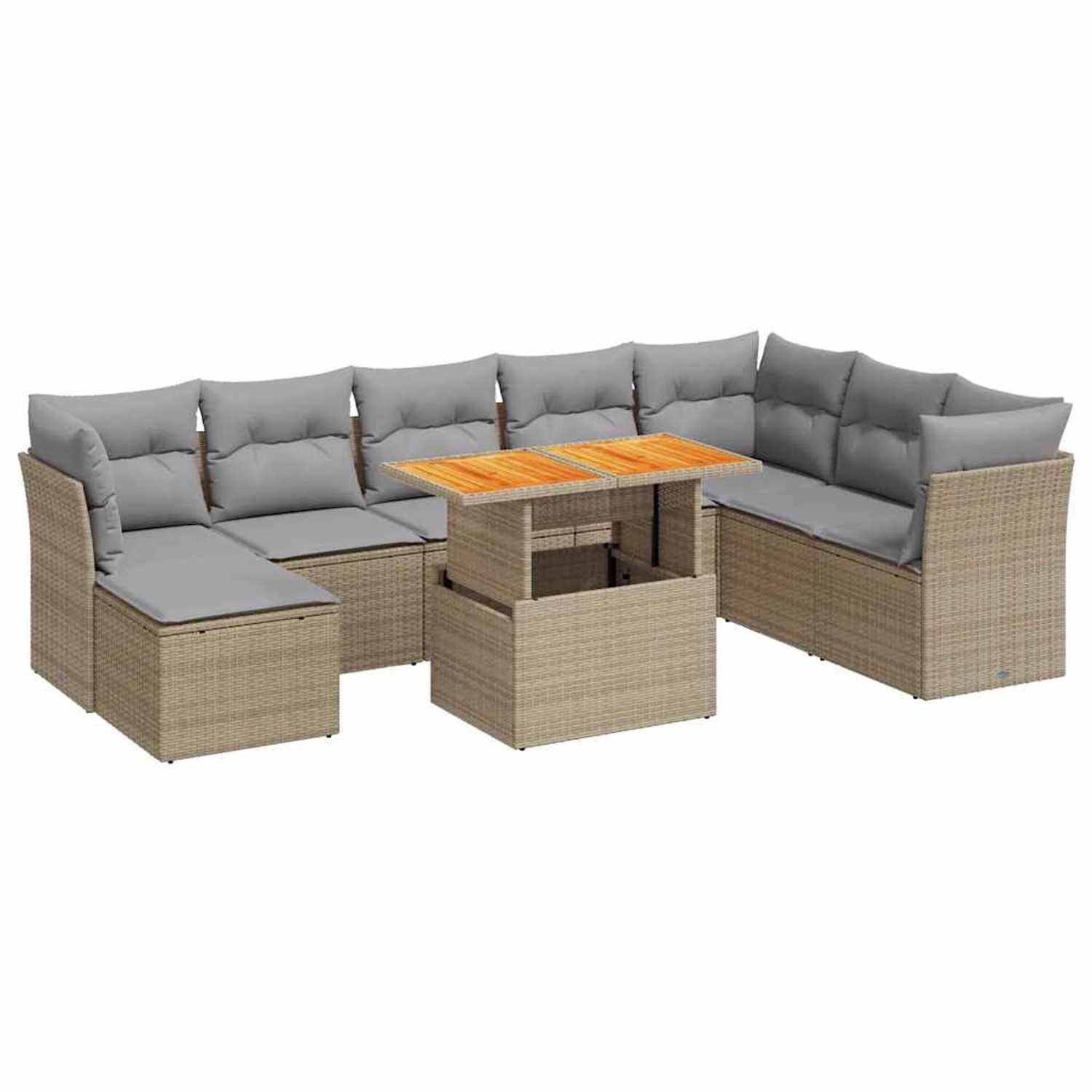 vidaXL 9-Tlg Garten-Sofagarnitur mit Kissen Beige Poly Rattan 3326964 günstig online kaufen