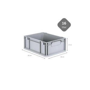 Graue PROREGAL Eurobox Nextgen, 16 Liter, mit Griffen. Ideal als Transport- und Aufbewahrungsbox.