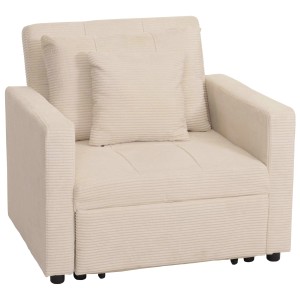 MCW Schlafsessel L90 in Creme-Beige mit Cordbezug und Kissen.