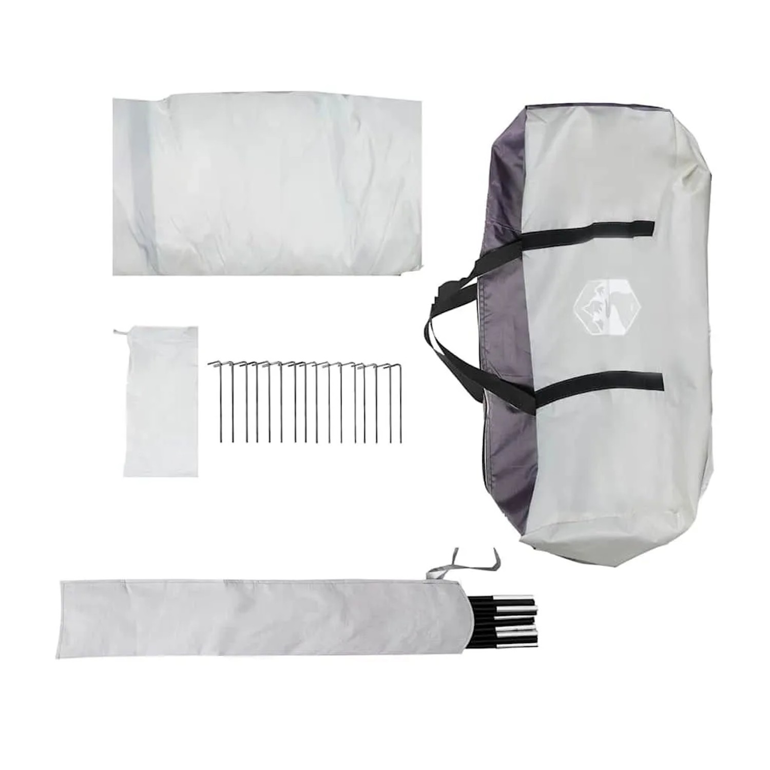 vidaXL Zelt mit Zubehör: Heringe, Tasche und Zeltplane, grau. Ideal für Camping und Outdoor.