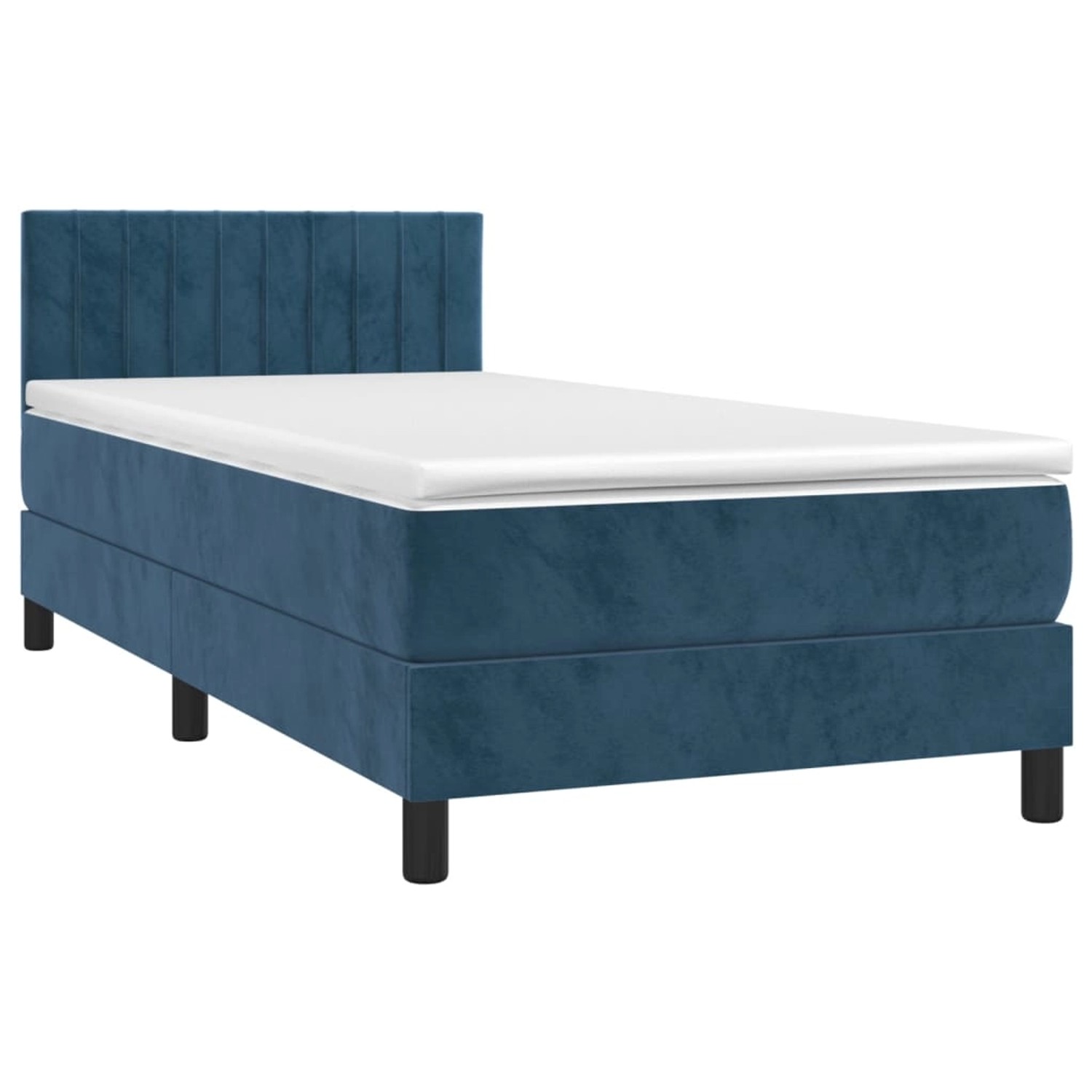 vidaXL Boxspringbett mit Matratze & LED Dunkelblau 90x200 cm Samt 3134505 günstig online kaufen