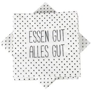 Bestlivings Servietten, 20er Pack, 33x33cm, 3-lagig, mit Punktdesign und dem Spruch "Essen Gut Alles Gut".