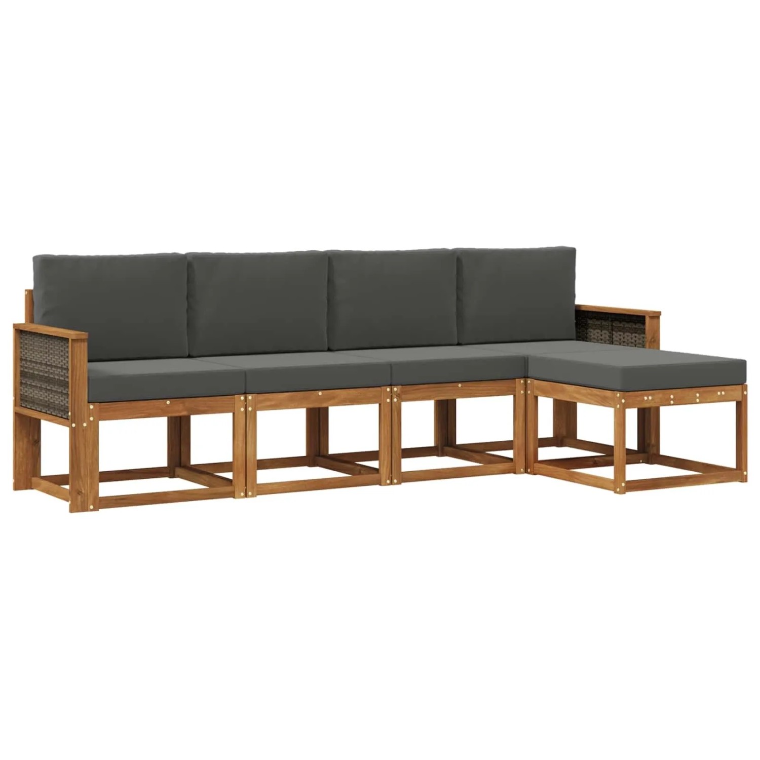 vidaXL Outdoor-Sofagarnitur 5 Stk Natur und Anthrazit Polyester 3385128