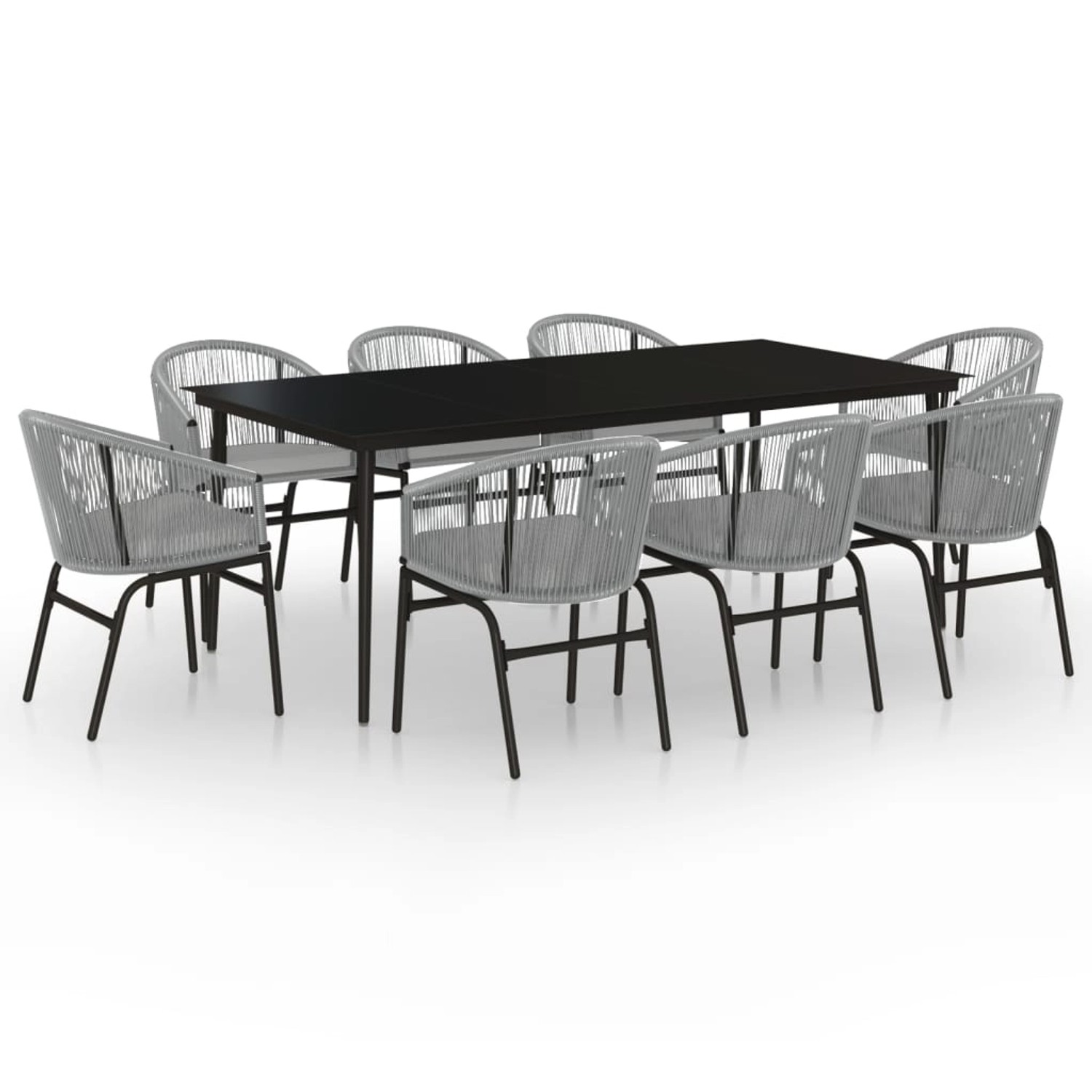 vidaXL 9-Tlg Garten-Essgruppe Grau 3099256