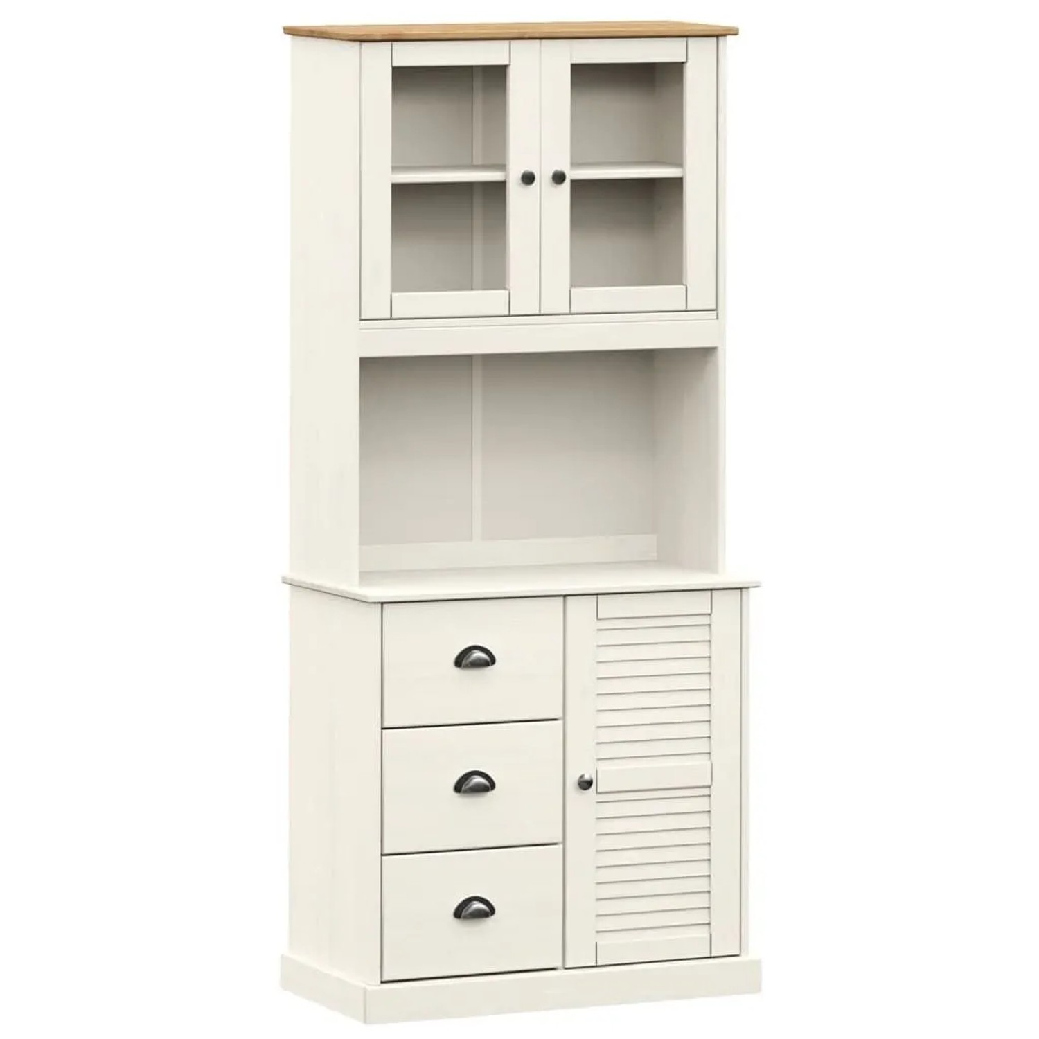 vidaXL Highboard VIGO Weiß 78x40x175 cm Massivholz Kiefer 3188305