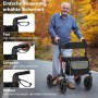 Costway Rollator mit Luftbereifung Faltbar 7-Fach Höhenverstellbar Rot_3