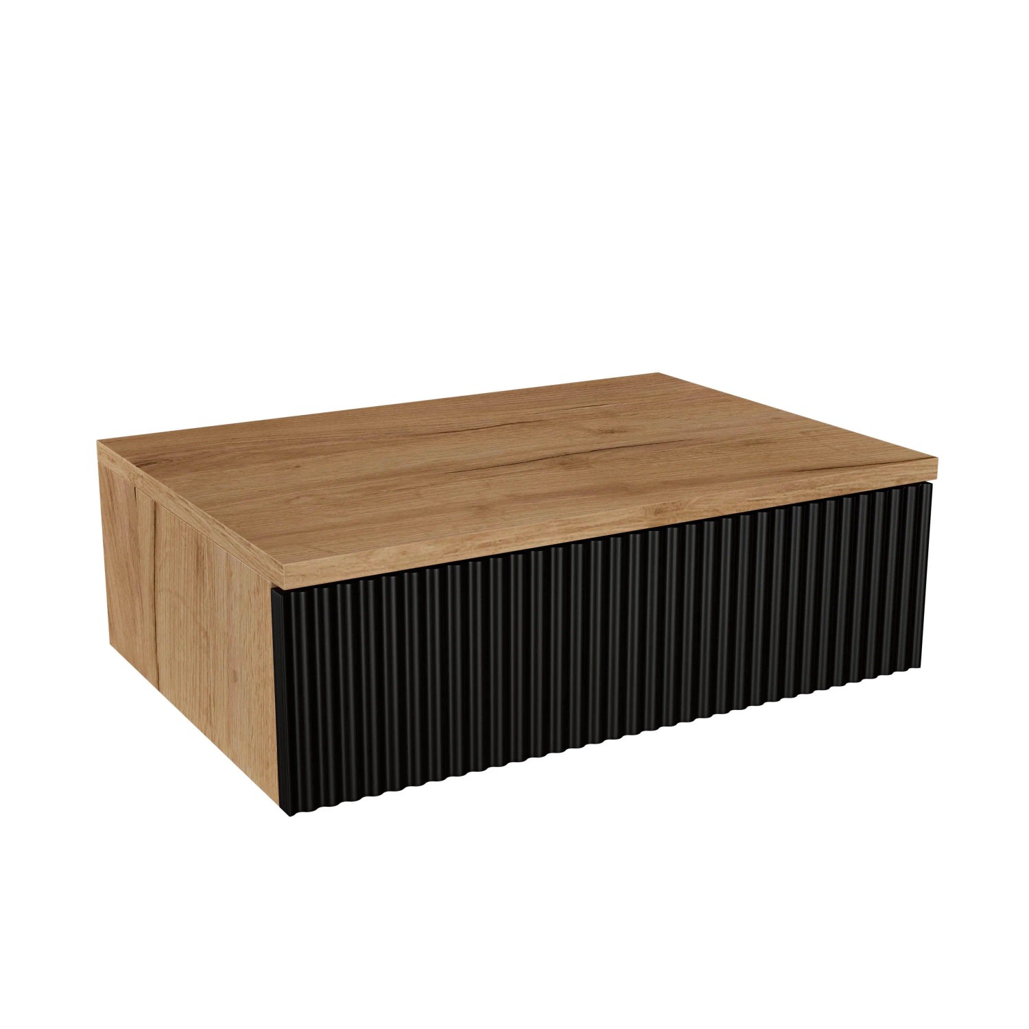 Planetmöbel AMYRA Nachttisch 50 cm Gold Eiche Schwarz schwebend mit Schublade