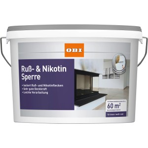 Eimer OBI Ruß- & Nikotinsperre, weiße Nikotinfarbe für Innenräume, 10 l.