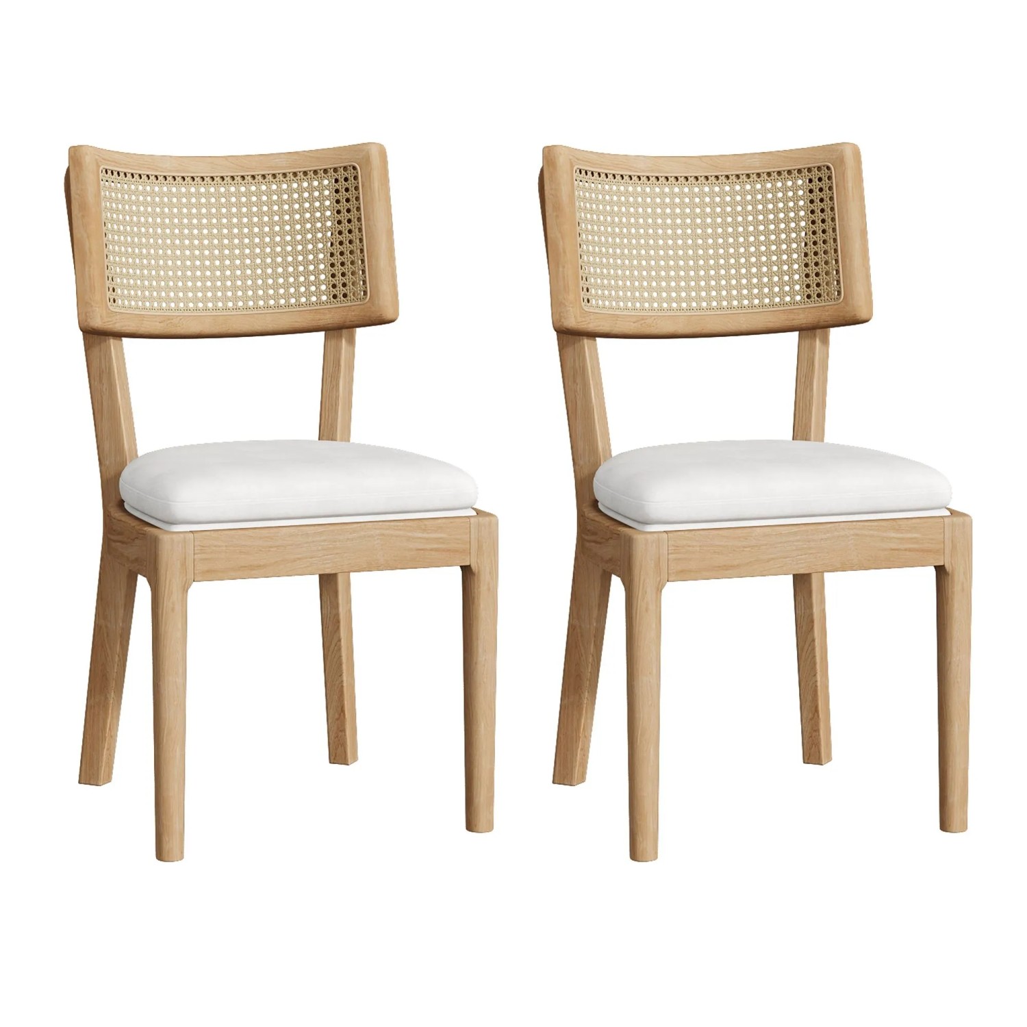 Merax Esszimmerstuhl Set 2 Stück Rattan Holzfarbe Massivholz