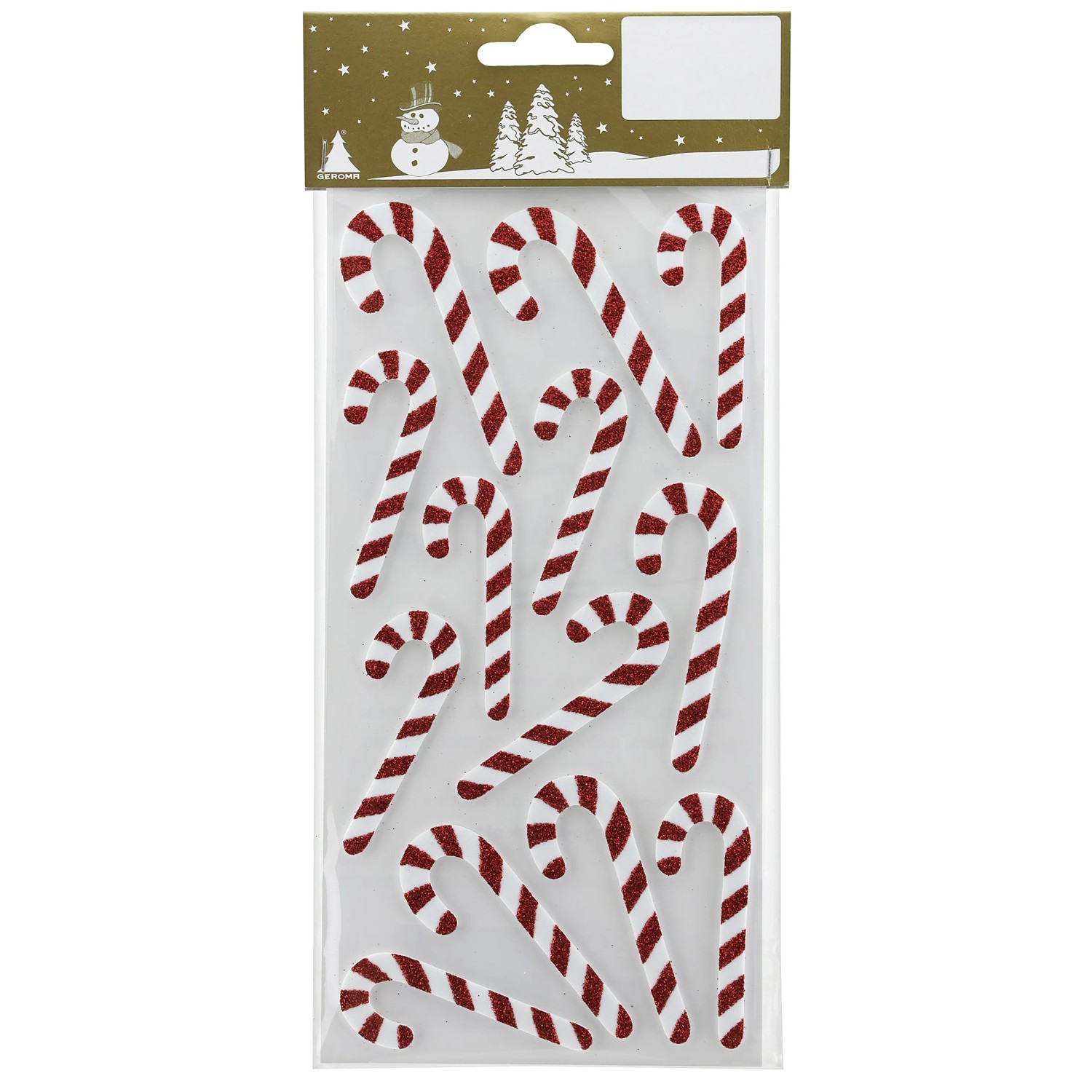Weihnachts-Deko Sticker Zuckerstangen aus Kunststoff Weiß-Rot 13 Stück