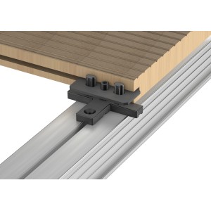 GS Terrassen Bohrschraube mit Dielenclip an Terrassendiele und Alu-Unterkonstruktion befestigt.