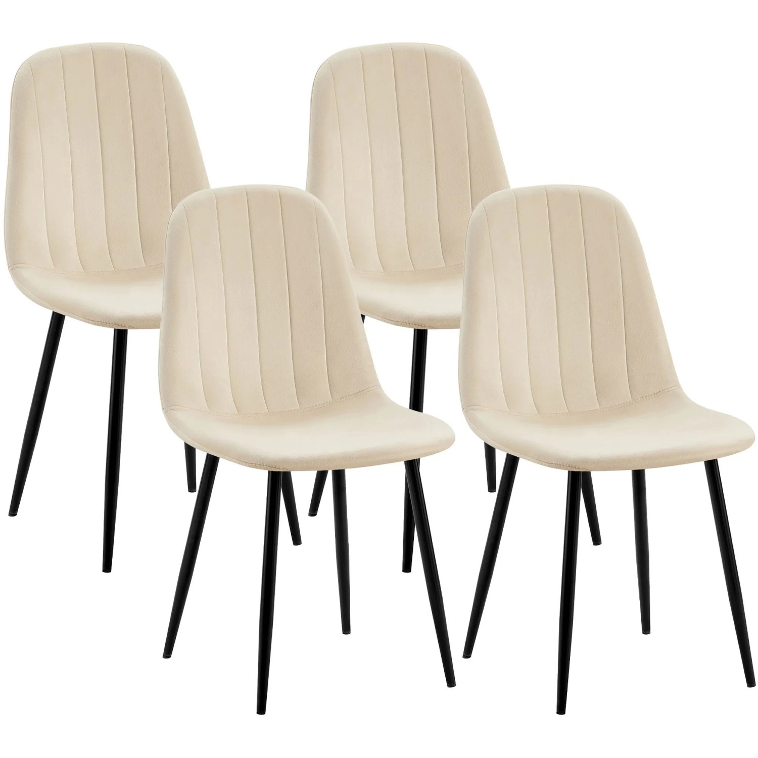CLP 4er Set Esszimmerstühle Baxter Samt Creme
