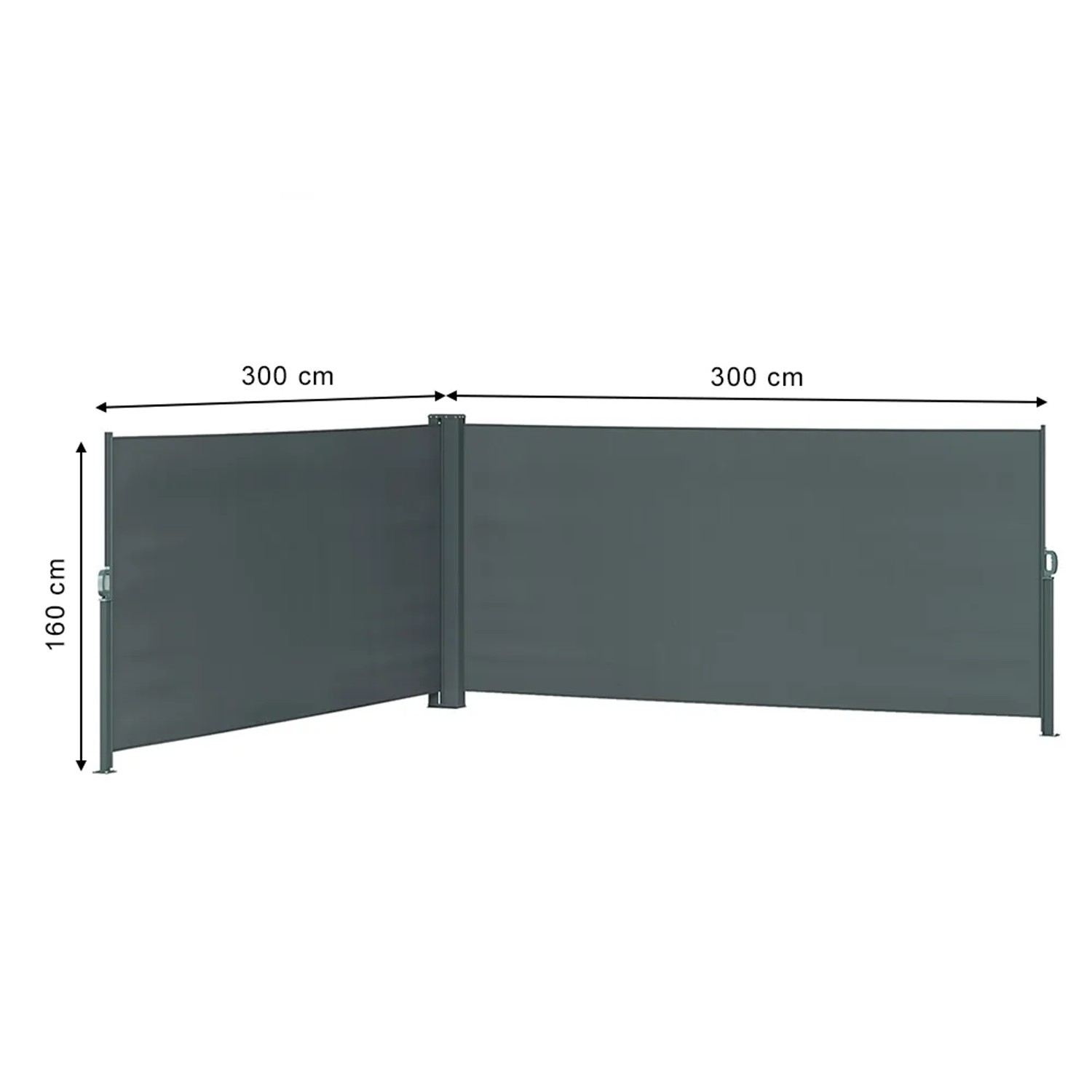 OK-Living Seitenmarkise in Anthrazit, 300x160 cm, für den Sonnenschutz im Garten oder auf der Terrasse.