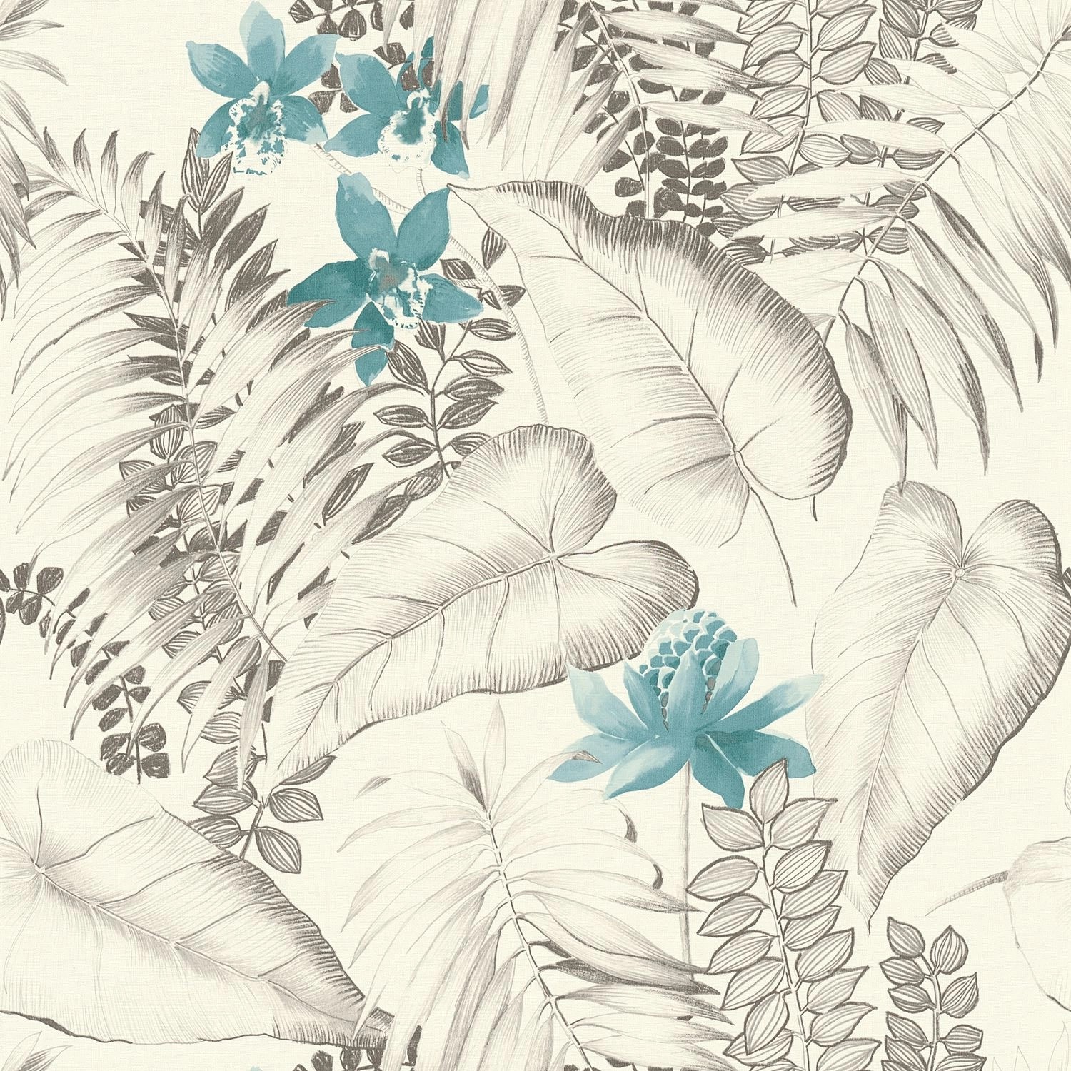 PROFHOME 372792-GU Blumen Tapete Floral Matt Blau Grau Schwarz 0,53 m x 10, günstig online kaufen