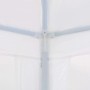 Detailaufnahme des weißen Partyzelts (3x12 m) von vidaXL, Fokus auf Stahlrahmen und PE-Dach.