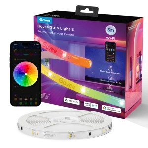 Govee LED-Leuchtband H612F S 3 m mit Verpackung, App-Steuerung und aufgerolltem Band.