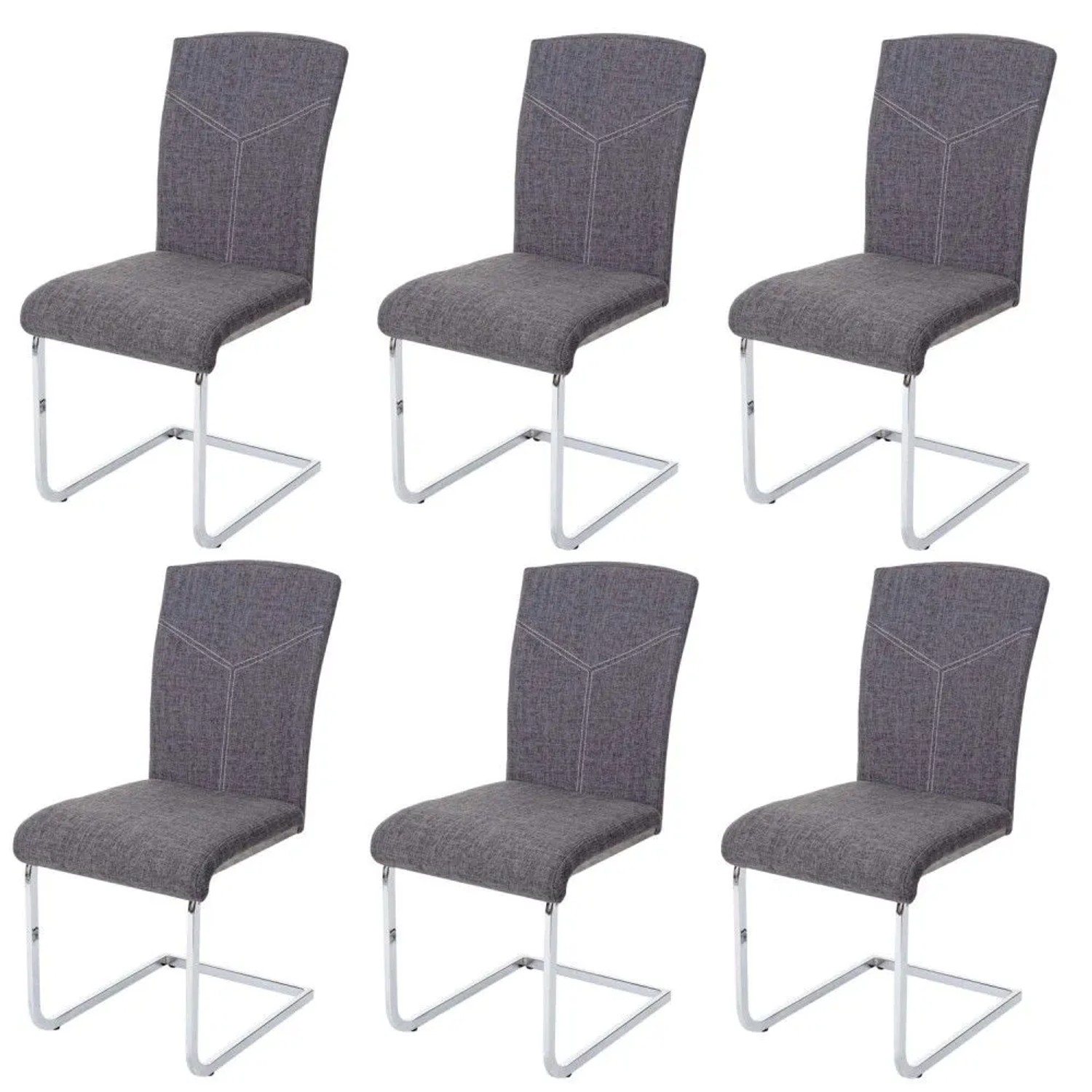 MCW Esszimmerstuhl F36 6er-Set Stoff/Textil Grau