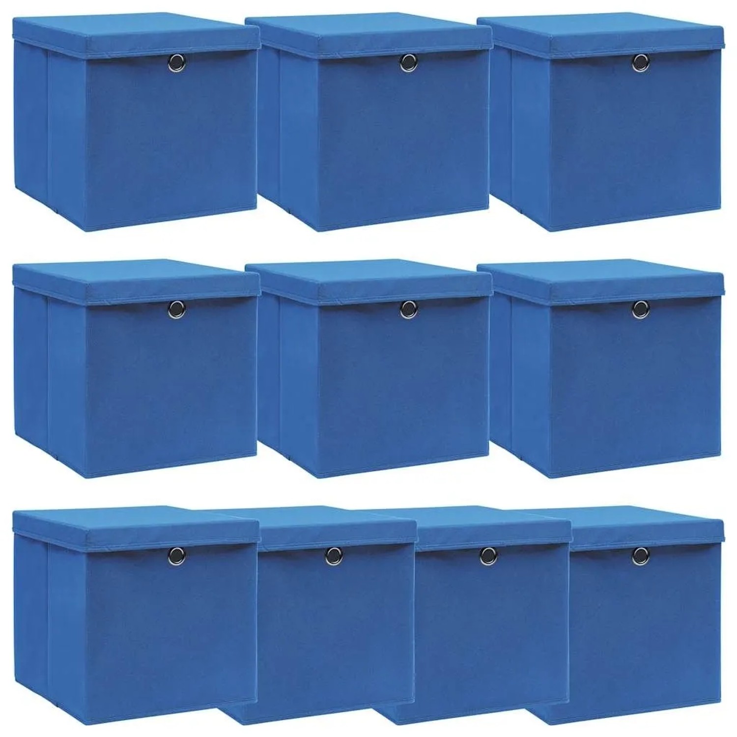 vidaXL Aufbewahrungsboxen mit Deckeln 10 Stk Blau 32x32x32 cm Stoff 288340