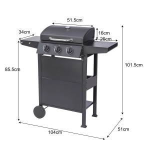 El Fuego Gasgrill San Jose mit 3 Brennern, Seitenablagen und Thermometer.