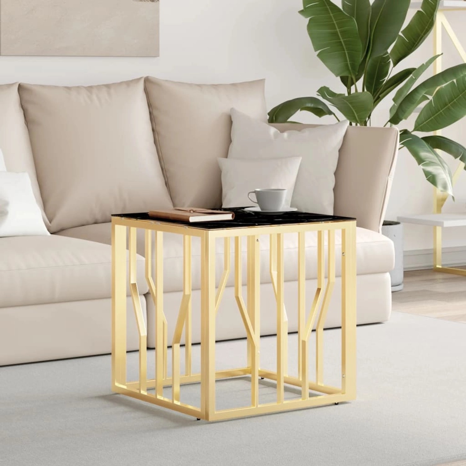 vidaXL Couchtisch Golden 50x50x50 cm Edelstahl und Glas Modell 1 günstig online kaufen