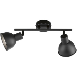 Schwarze 2-flammige Deckenleuchte Speedy von Fischer & Honsel, 28 cm breit, für Spots.