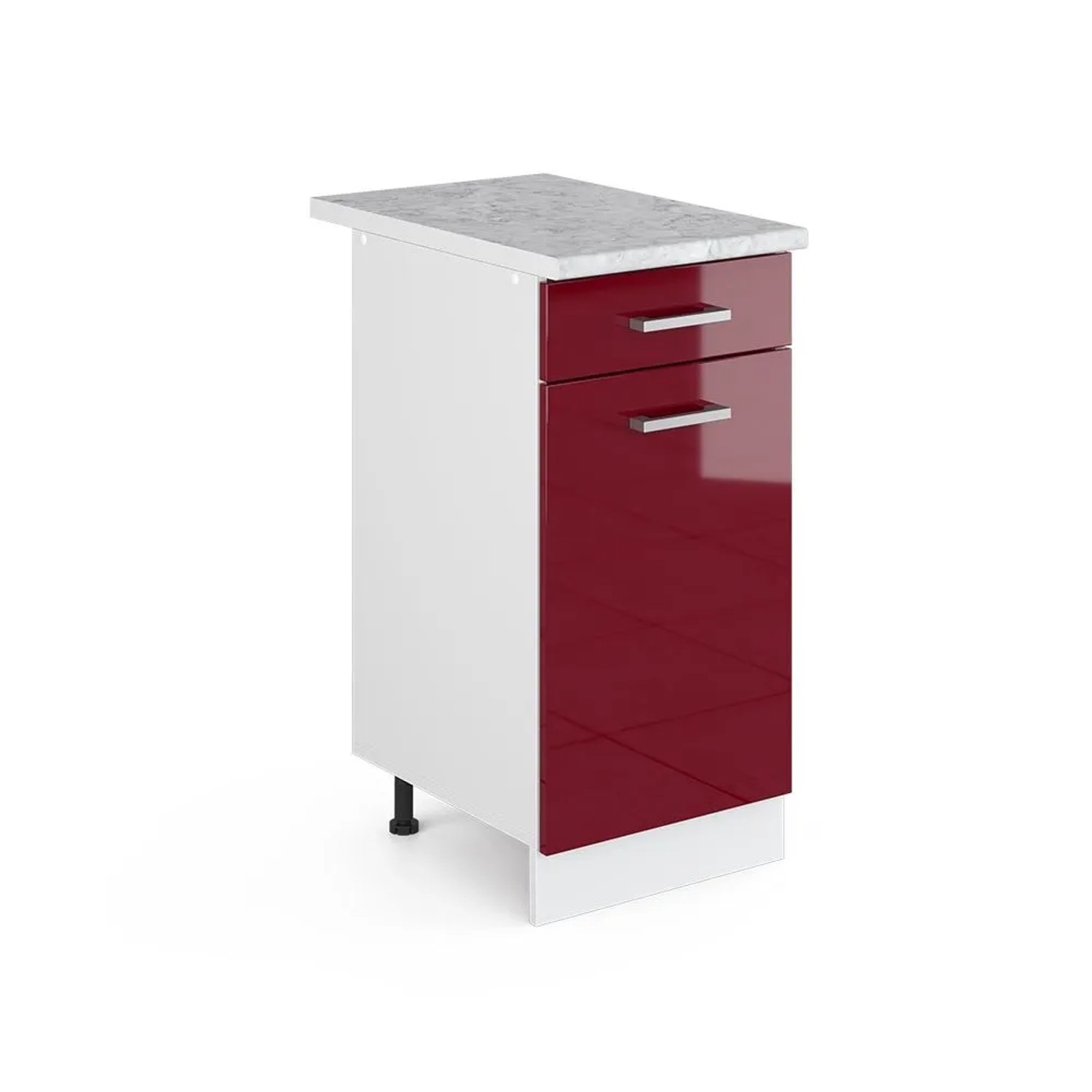 Vicco Küchenunterschrank R-Line Rot Hochglanz 40 x 82 AP Marmor
