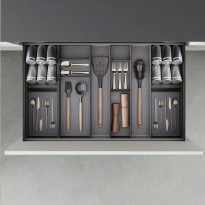Emuca Schubladenorganisator Orderbox 150x470mm Stahl und Holz Anthrazitgrau