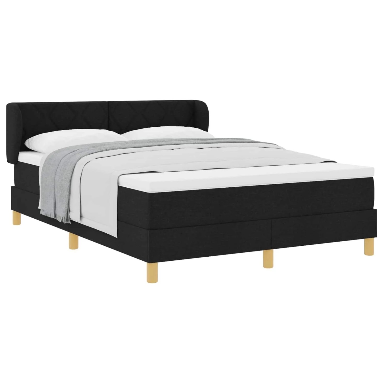 vidaXL Boxspringbett mit Matratze Schwarz 160 x 200 cm Stoff 3340285