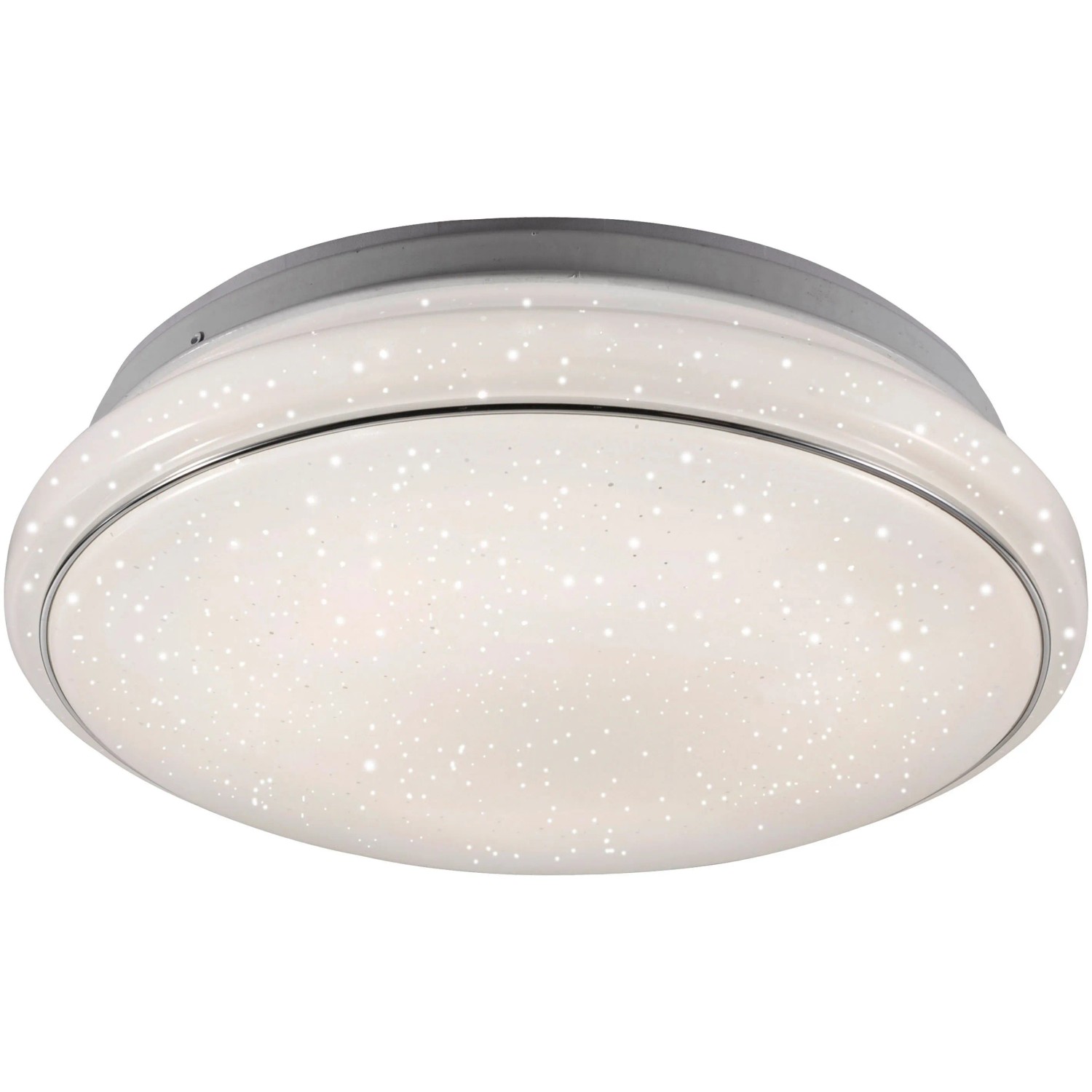 Weiße LED-Deckenleuchte Jupiter Ø 35 cm mit Sternenhimmel-Optik für Wohnräume.