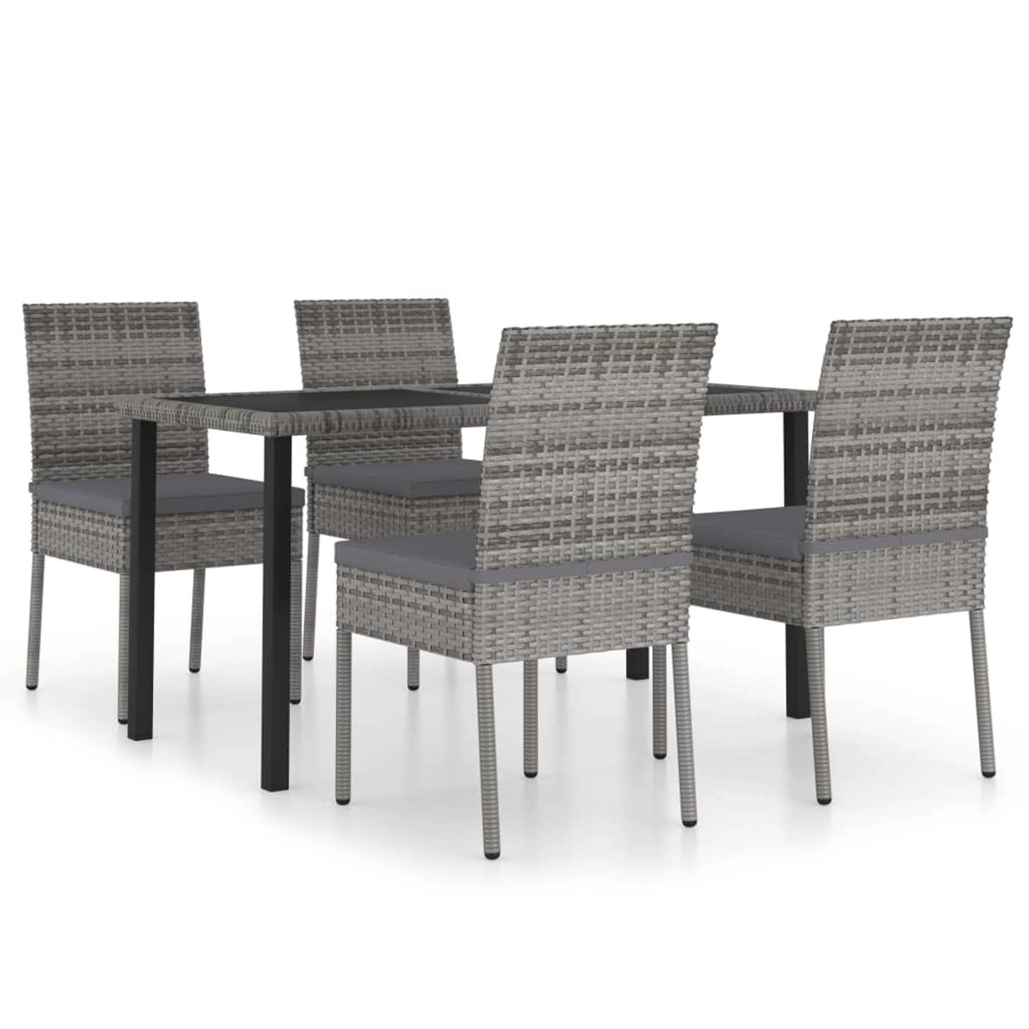 Thumbnail - vidaXL 5-tlg Garten-Essgruppe Poly Rattan Grau Modell 3