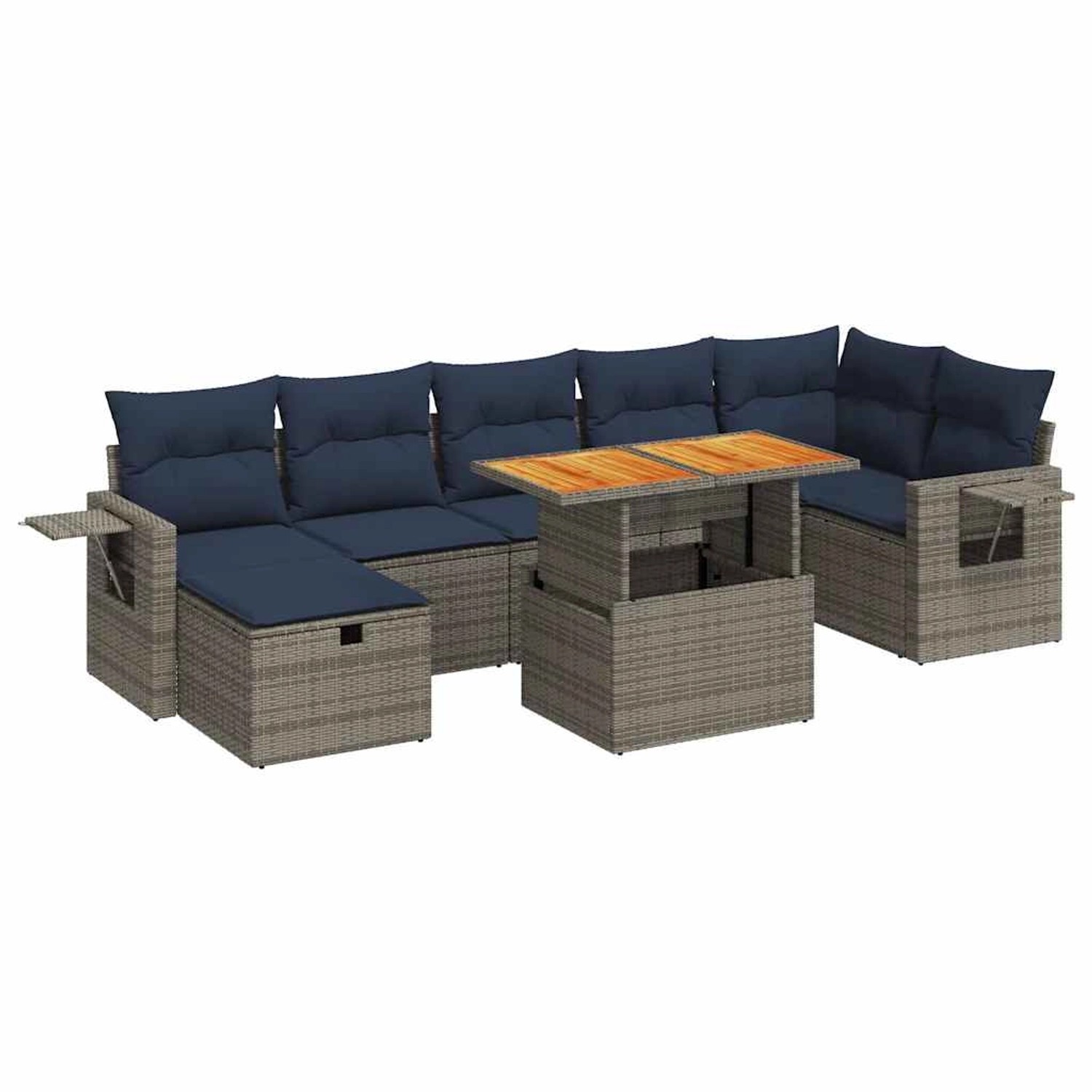 vidaXL 8-Tlg Garten-Sofagarnitur mit Kissen Braun Poly Rattan Akazie 332804 günstig online kaufen