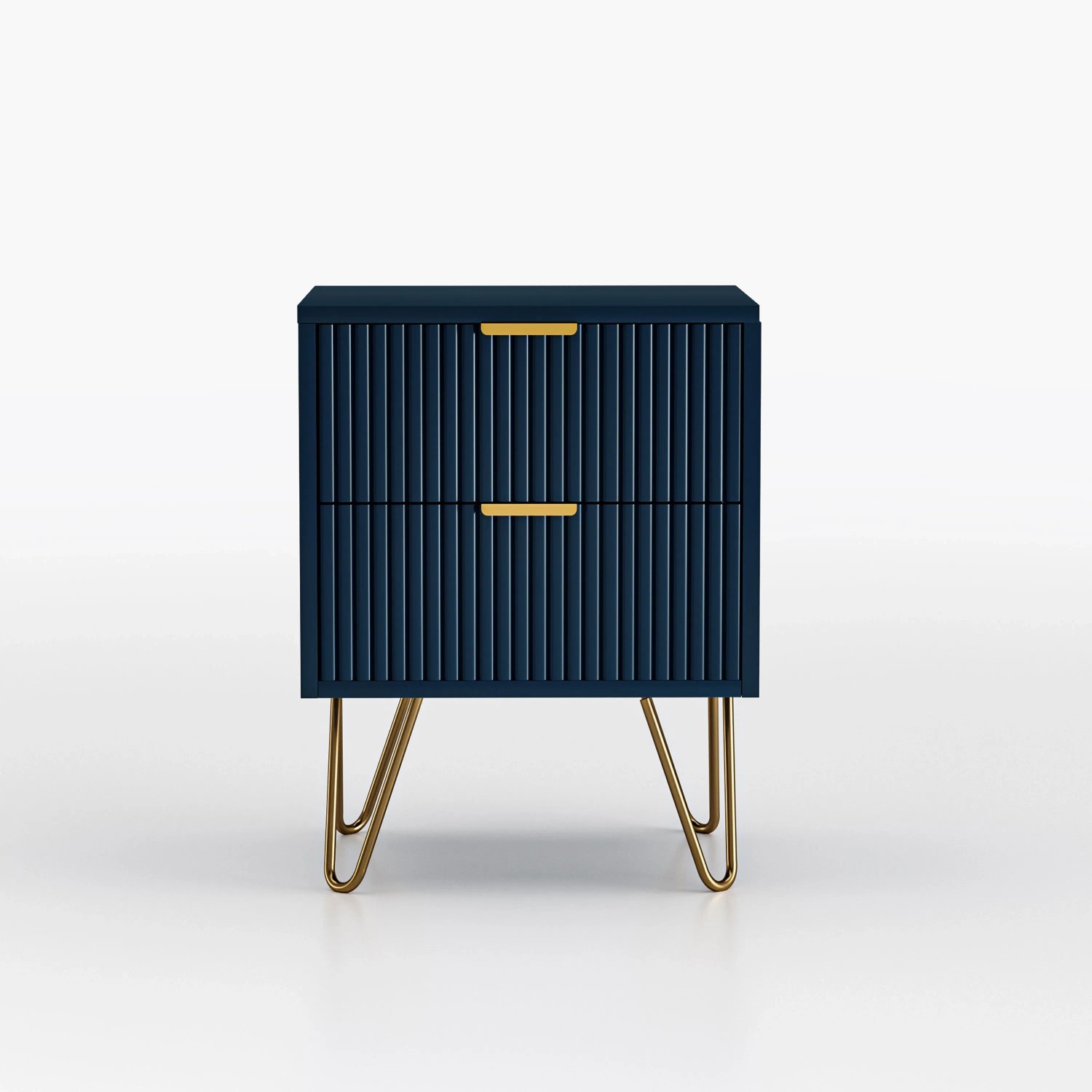 PXloue Nachttisch 40x35x50cm Blau mit 2 Schubladen für Schlafzimmer